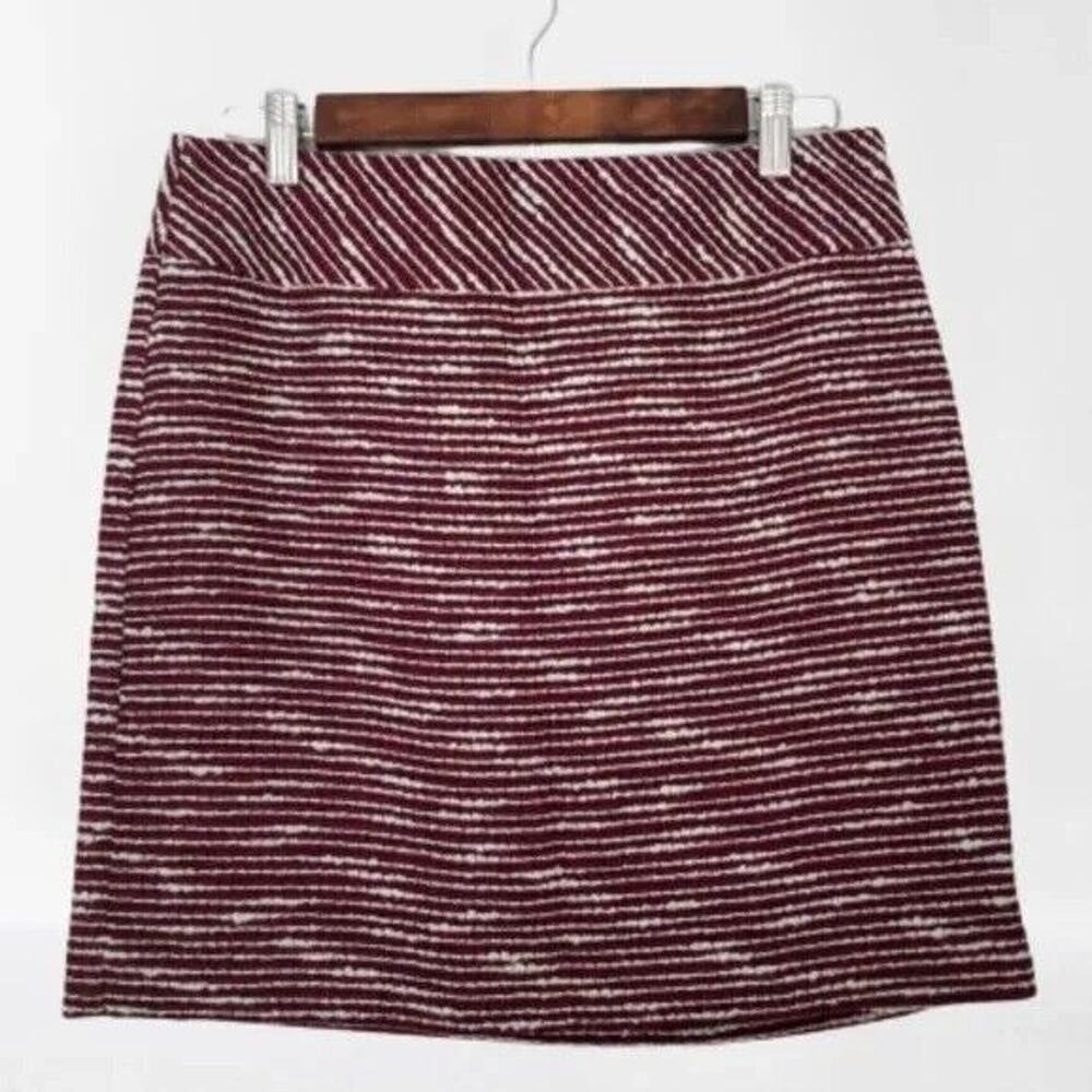 Ann Taylor LOFT Burgundy Print Texture A-Line Skirt, Size 4